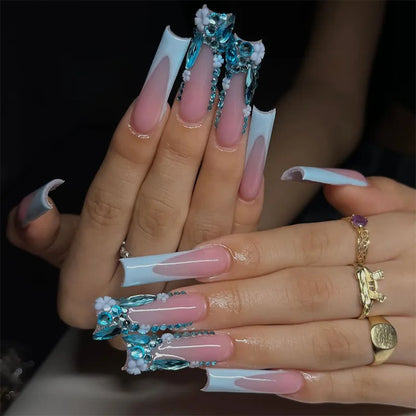 Leopard Cherry Rhinestone Press-On Nails