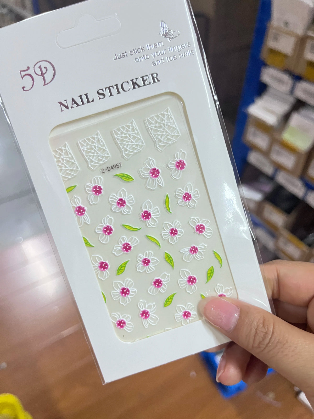 1pc 5D Embossed Flowers leaves Design Nail Art Stickers,Nails Art Decals Self Adhesive Nail Sticker Supplies for Women and Girls