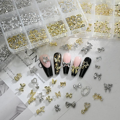 Gold Bow Butterfly Metal Nail Charms 120pc