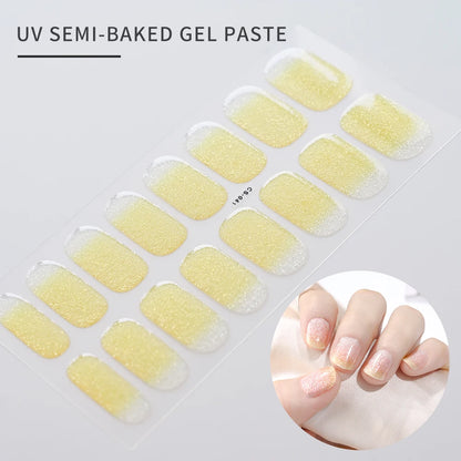 16Tips Semi-cured Gel Nail Stickers Red/Wine Red Nails Gel slider UV lamp Cured Extended Nails DIY Women Nails Decal Decor Gifts