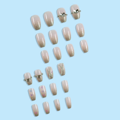 Pink Rhinestone Coffin Press-On Nails