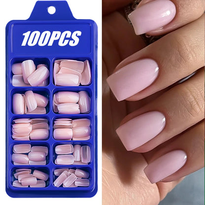 Light Pink Square Press-On Nails 100pc
