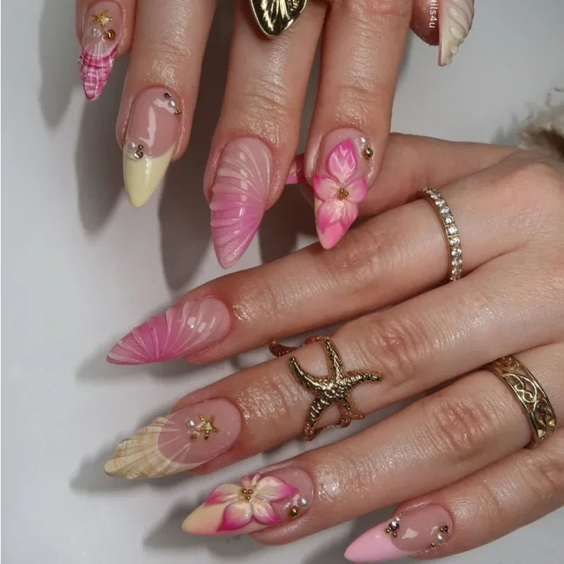 Pearl Starlight Almond Nails