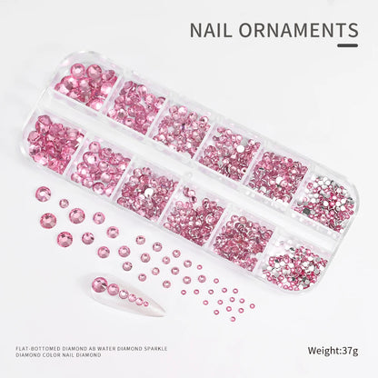 Crystal AB Rhinestone Nail Art Kit 12 Grid