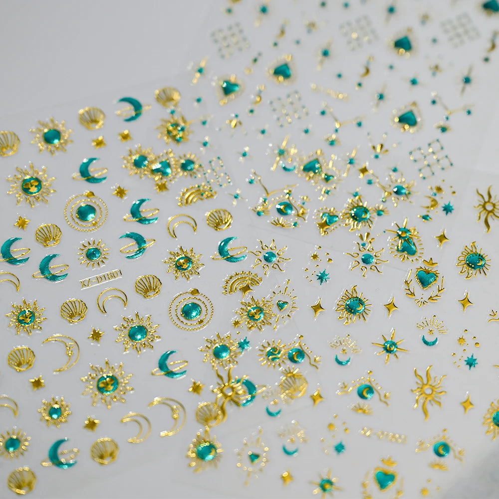 5D Bohemian Gold Silver Nail Art Stickers