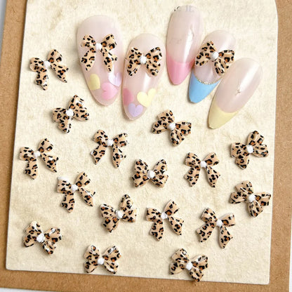 Leopard Print Bow Nail Charms 50pc