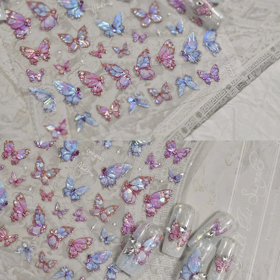 5D Butterfly Aurora Nail Stickers