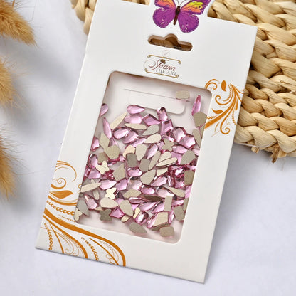 6mm Light Pink Heart Rhinestone 3D Nail Art Charms 50Pcs Flat-Back Crystal Manicure Accessory DIY Love Gems Stone Nail Decor*YK9