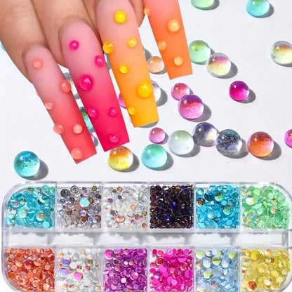 Mermaid Bubble Aurora Glass Nail Charms