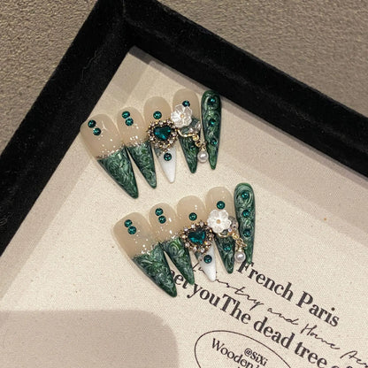 Blue Heart Stiletto Press-On Nails