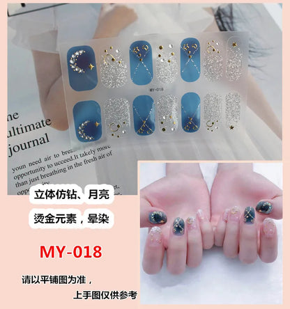 59 Style of Nail Stickers 1Sheet Rhinestones Fashion Nail Wraps Self Adhesive Manicure Decoracion DIY Full Cover Nail Sticker#5-