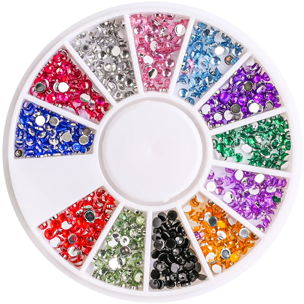 1Box Mixed Acrylic Gems Nail Rhinestones 3D Metal Alloy Nail Charms Flat Jewelry Decoration DIY Manicure Accessory DIY Stones*5H