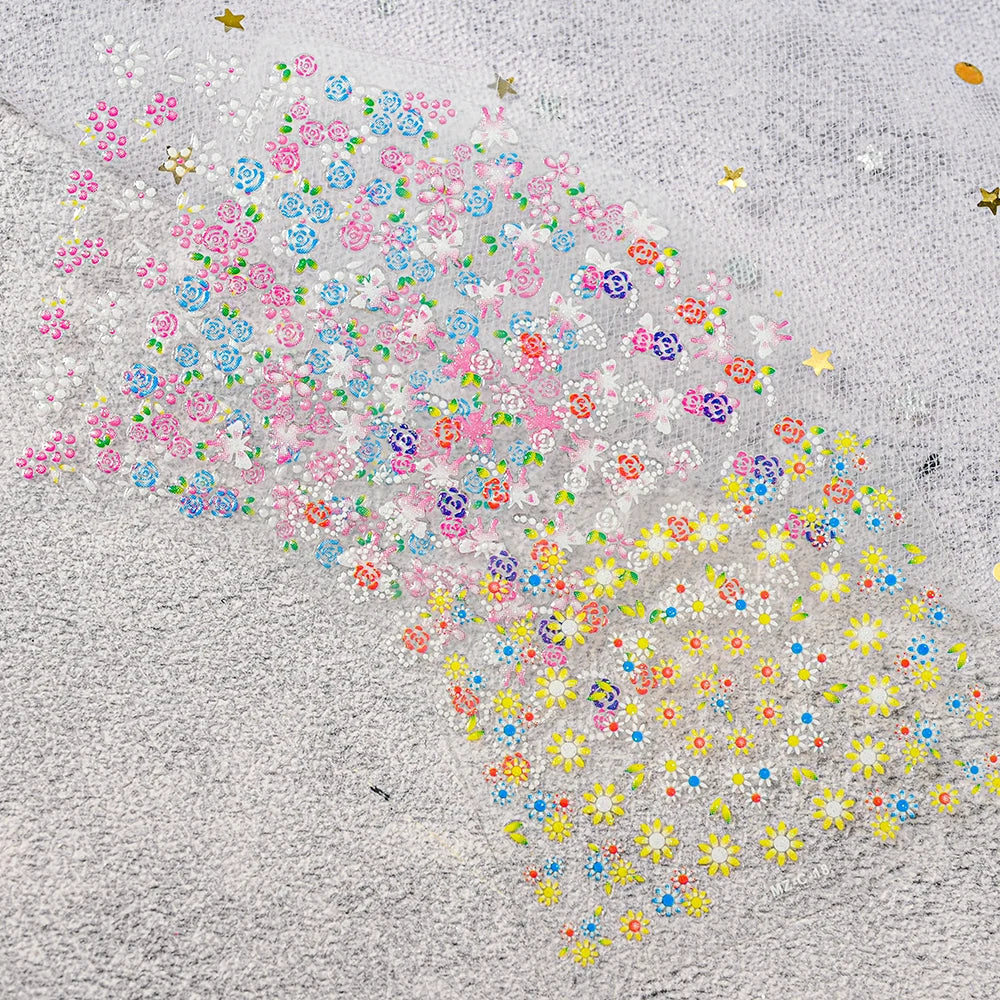 30 Sheets Y2K 3D Flower Nail Art Stickers Self-Adhesive Nail Art Decals 30Style Spring Summer Flower Slider For Manicure Decora*