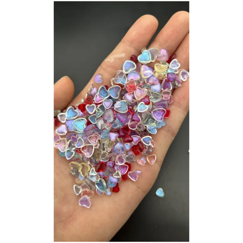 Kawaii Resin Heart Nail Charms 50pc