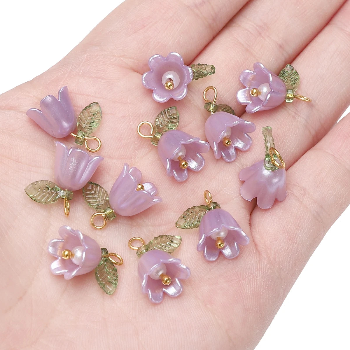 Lily Valley Flower Bud Acrylic Beads