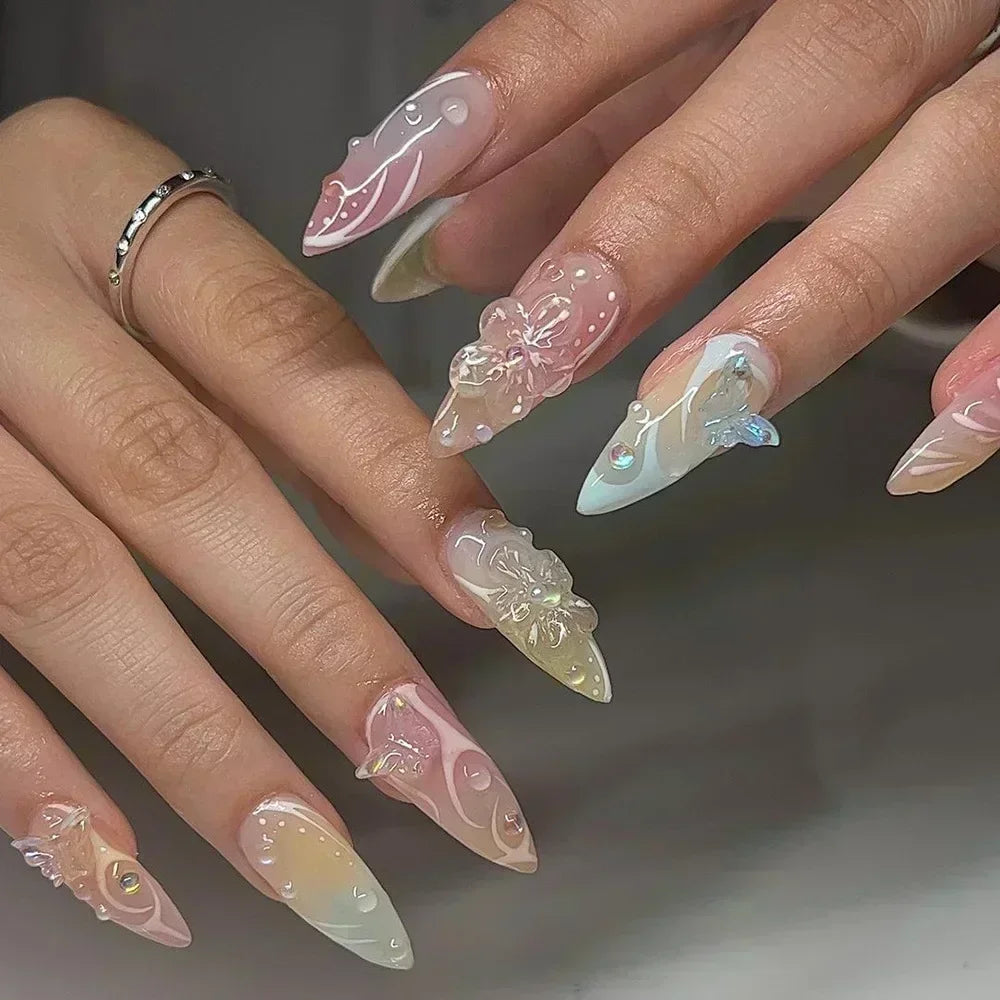 Pink Butterfly Ballet Press-On Nails