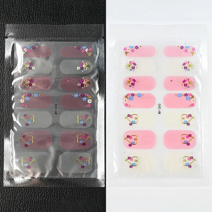 59 Style of Nail Stickers 1Sheet Rhinestones Fashion Nail Wraps Self Adhesive Manicure Decoracion DIY Full Cover Nail Sticker#5-