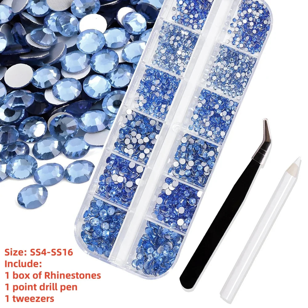 Crystal AB Rhinestone Nail Art Kit 12 Grid