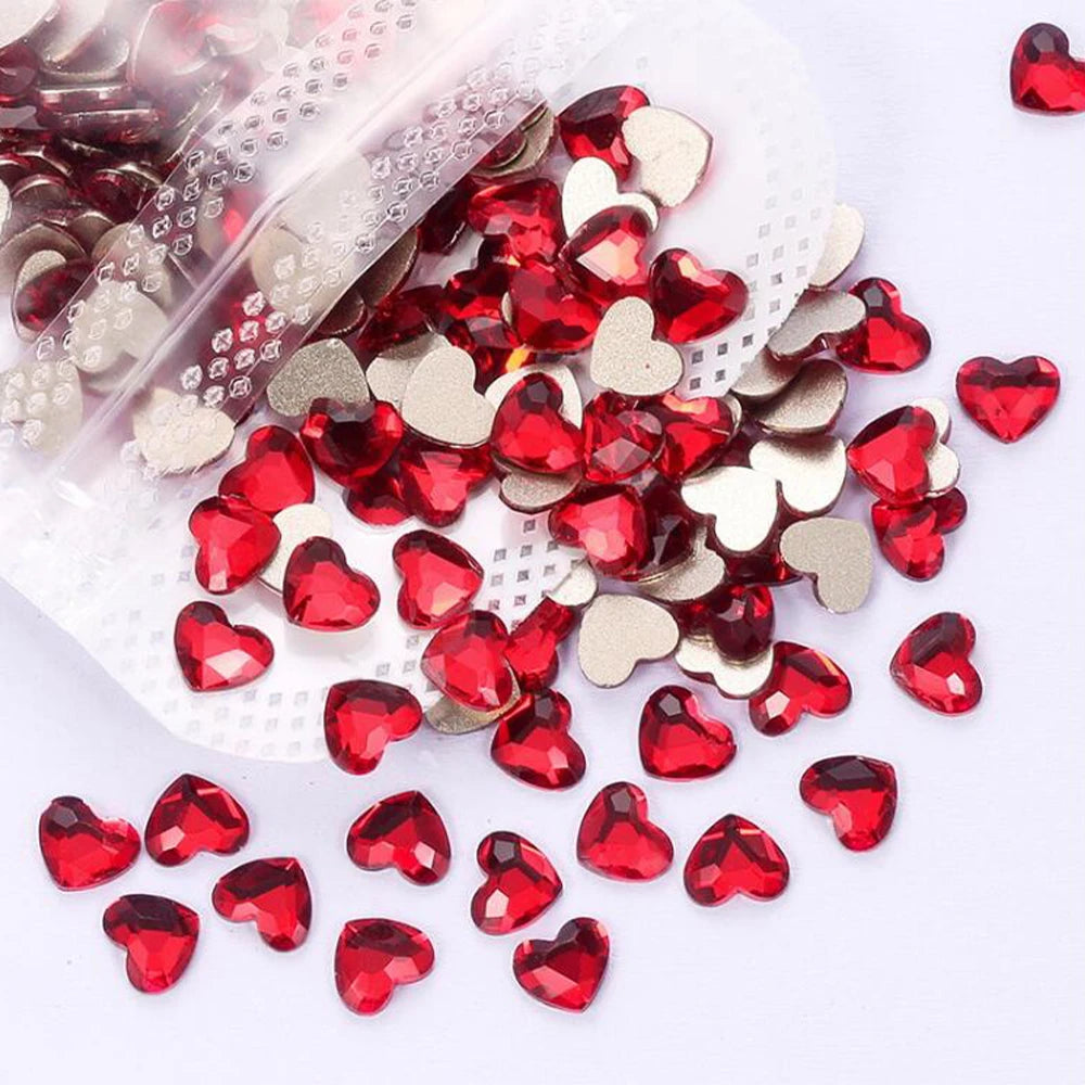 Mini Heart Glass Nail Rhinestones 100pc