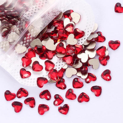 Mini Heart Glass Nail Rhinestones 100pc