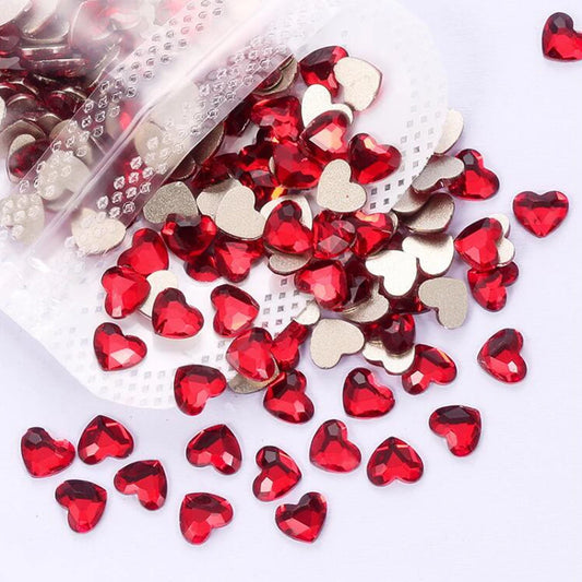 Mini Heart Glass Nail Rhinestones 100pc