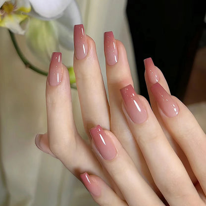 Peachy Gradient Coffin Press-On Nails