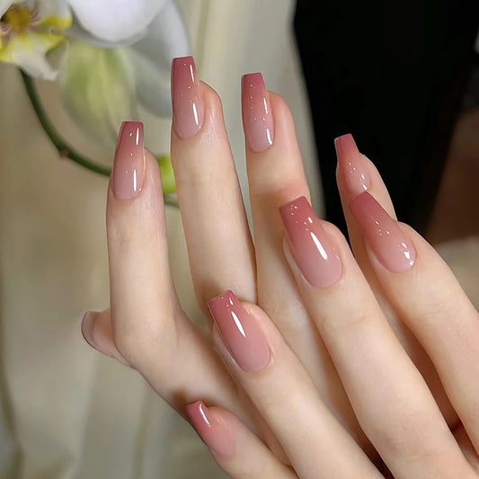 Peachy Gradient Coffin Press-On Nails