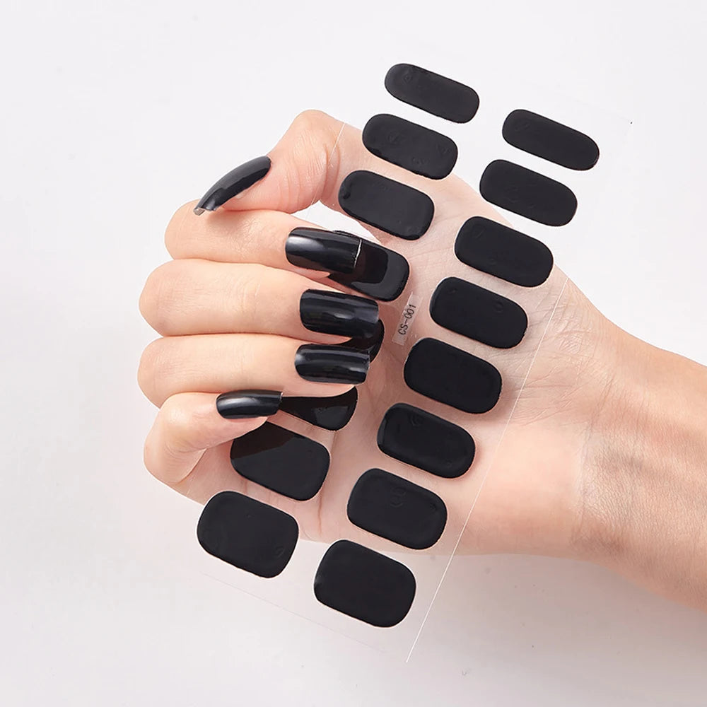 16Tips Semi-cured Gel Nail Stickers Red/Wine Red Nails Gel slider UV lamp Cured Extended Nails DIY Women Nails Decal Decor Gifts