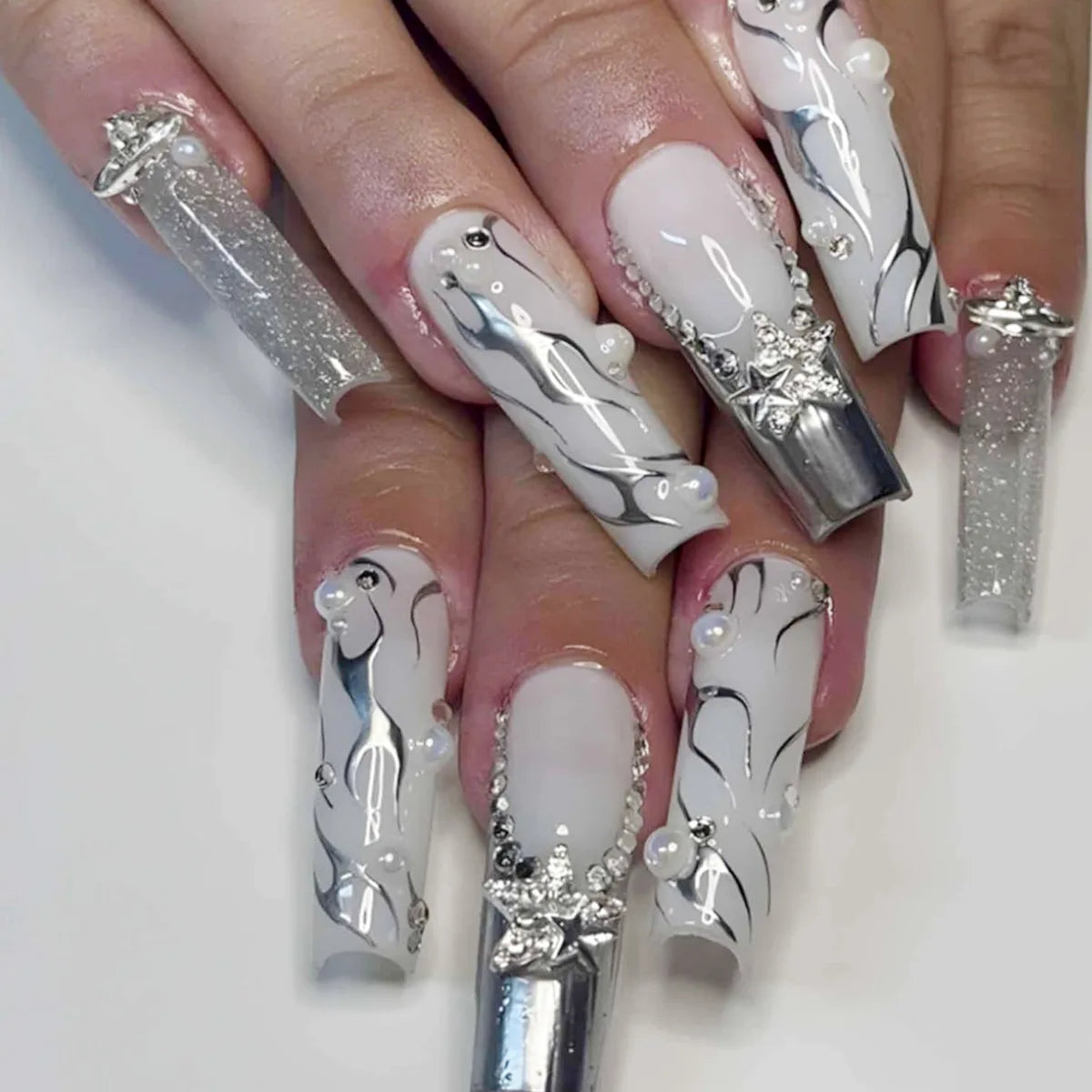 Leopard Cherry Rhinestone Press-On Nails