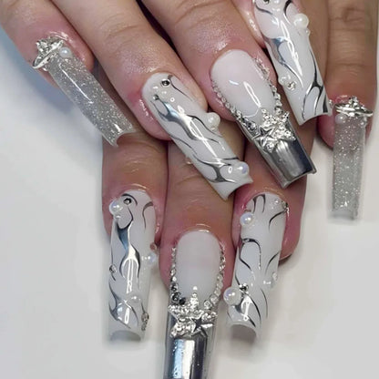 Leopard Cherry Rhinestone Press-On Nails