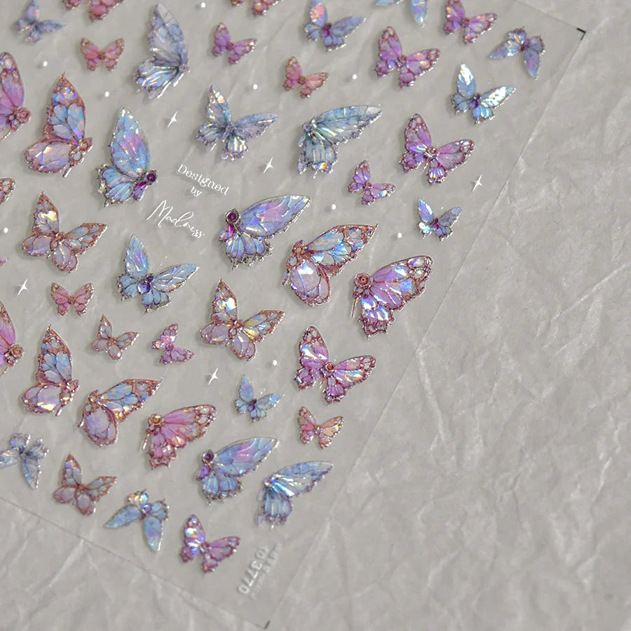 5D Butterfly Aurora Nail Stickers