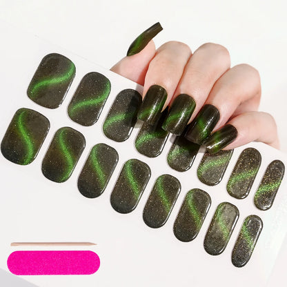 Semi Cured Wraps Fast Gel Nail Sticker Soild Nail Gel Wraps Adhesive Full Cover Gel Nail Decal UV Lamp Cured Manicure Decoration