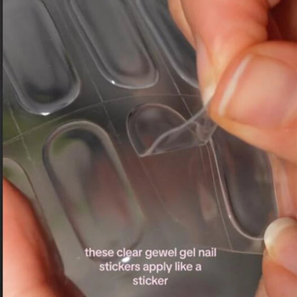 Clear Semi Cured Gel Nail Stickers infused Transparent Gel Polish Slider UV lamp Cured Extended Nails Tip Strips DIY Manicure*T1