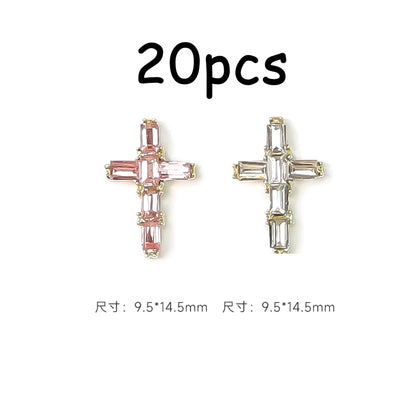 30/20/10PC Pink Ribbon Resin Bow Parts Nail Charms Mix-Style Bow Rhinestone Jewelry 8-12mm Y2K Accessory for DIY Manicure Decora