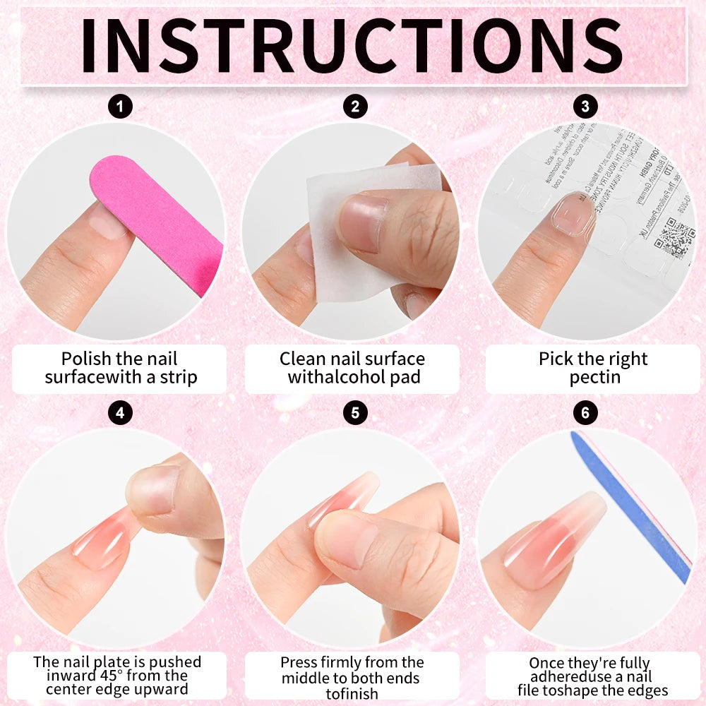 Light Pink Square Press-On Nails 100pc