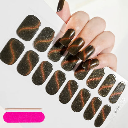 Semi Cured Wraps Fast Gel Nail Sticker Soild Nail Gel Wraps Adhesive Full Cover Gel Nail Decal UV Lamp Cured Manicure Decoration