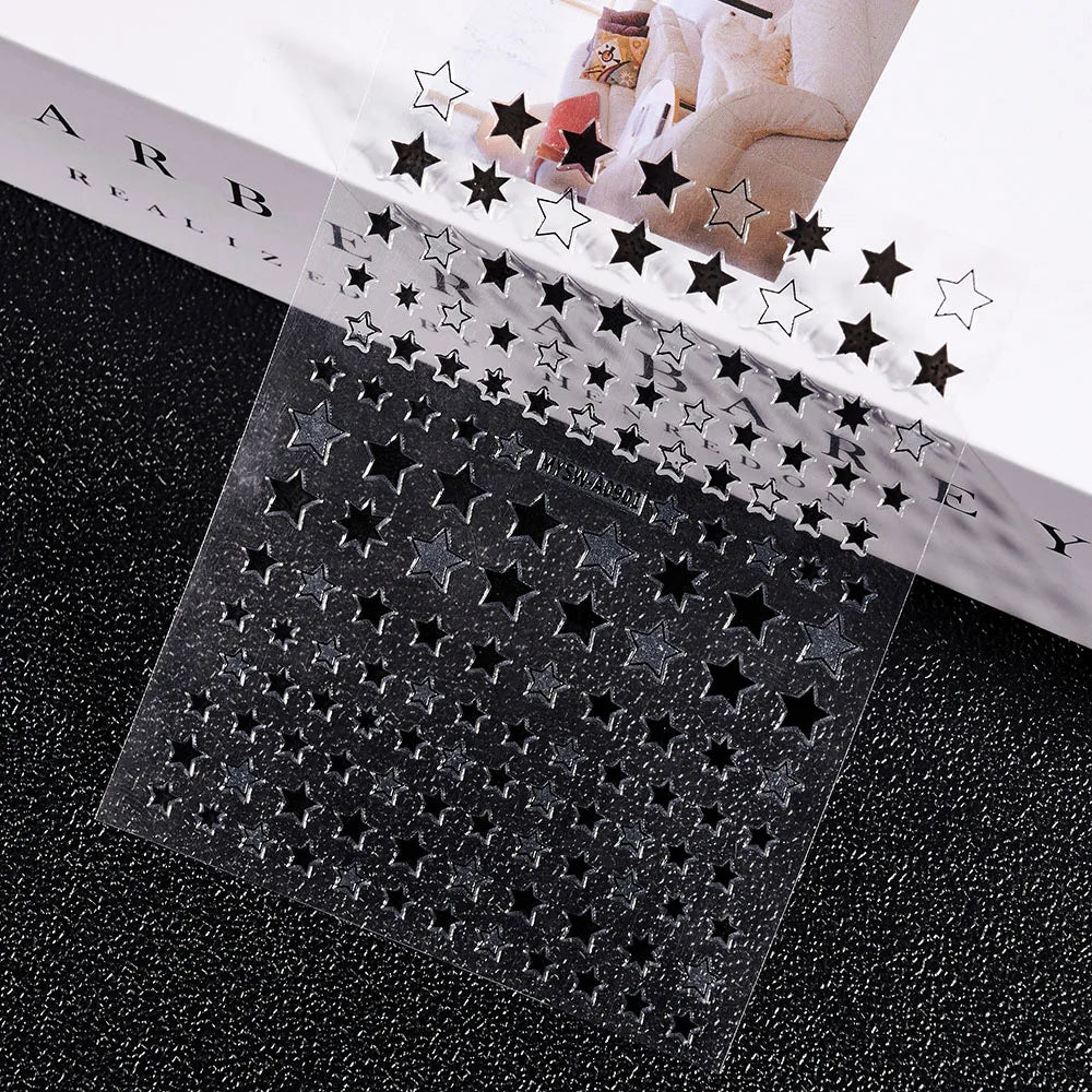 3D Laser Silver/Rose Gold Hollow Cross Star Nail Art Stickers Design Self-Adhesive Hollow Cross Star Nail/Body Art Decor Sticker