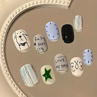 Cute Cartoon Bean Press-On Nails 30pc
