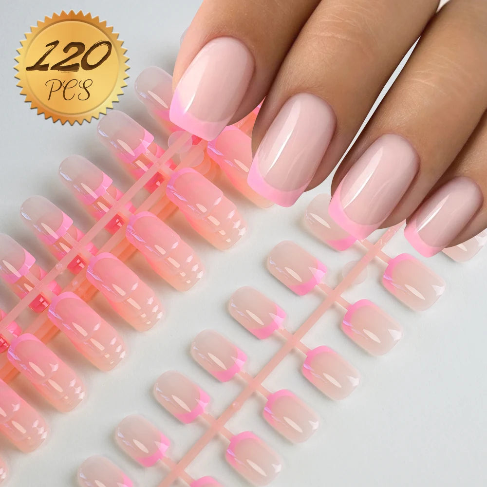 Light Pink Square Press-On Nails 100pc