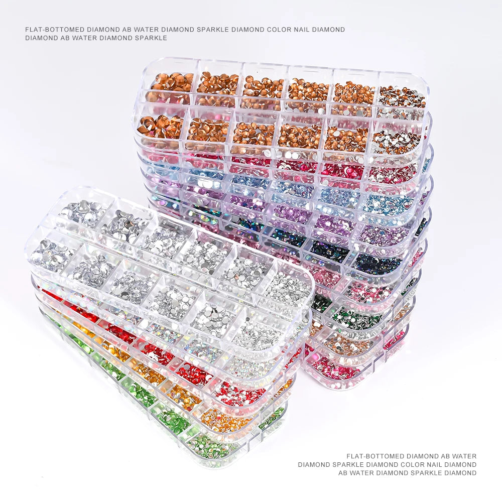 Crystal AB Rhinestone Nail Art Kit 12 Grid