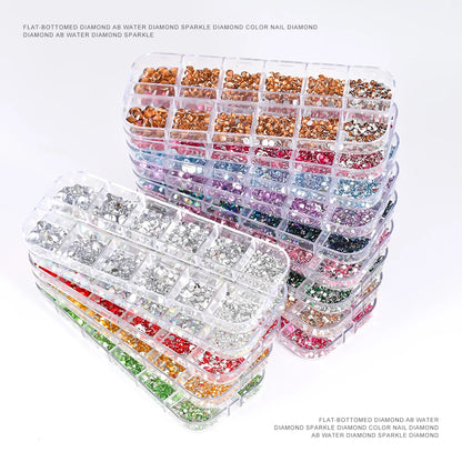 Crystal AB Rhinestone Nail Art Kit 12 Grid