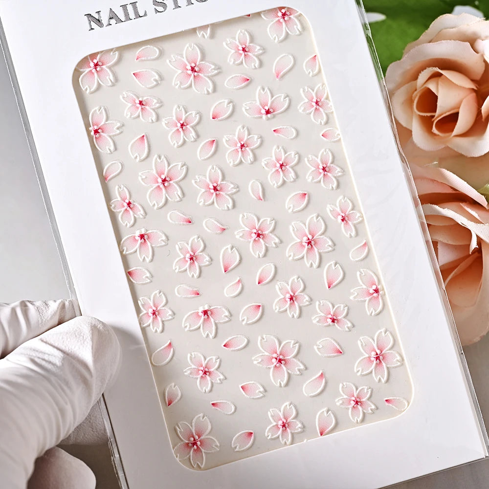 5D Sea Nail Art Stickers Embossed Self-Adhesive Ocean Beach Style Nail Slider Kawaii Starfish/Shell/Coral Reef Decor Nail Decals