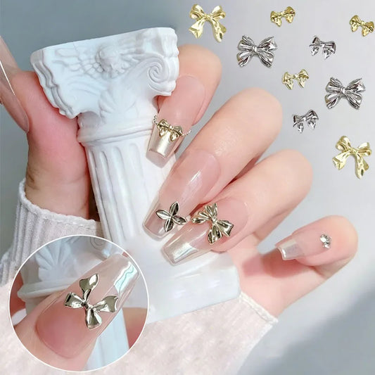 New 10pcs Butterfly Parts Ribbon Parts Ribbon Decorations Nail Figures Bows Nail Charms Bow Nail Accessories SZZS09