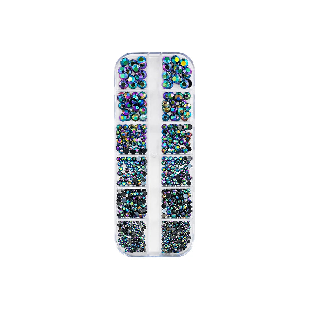 Crystal AB Rhinestone Nail Art Kit 12 Grid