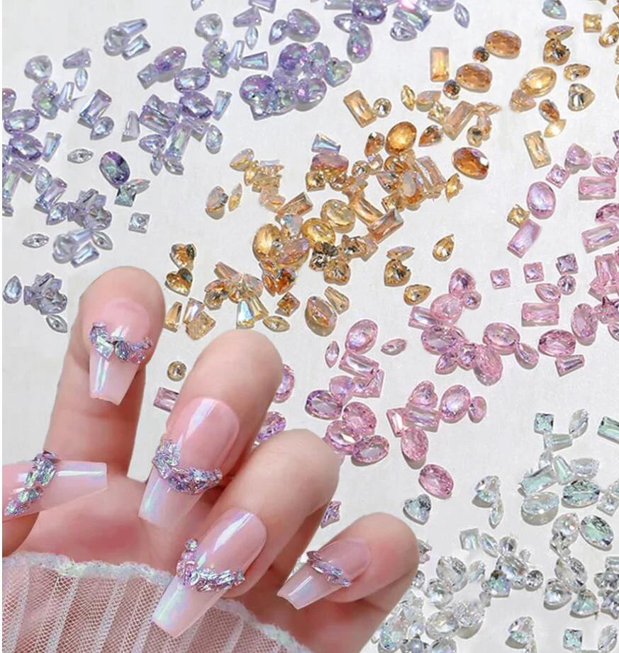 Mixed Shape Zircon Nail Rhinestones 50pc
