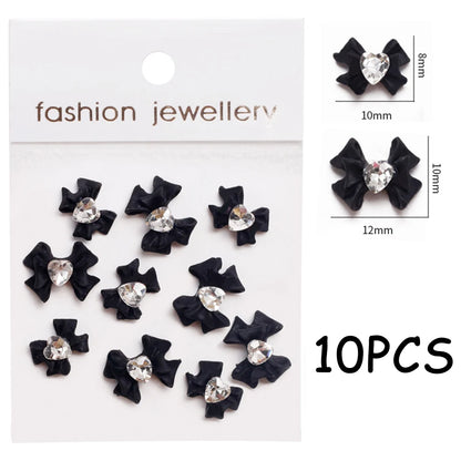 30/20/10PC Pink Ribbon Resin Bow Parts Nail Charms Mix-Style Bow Rhinestone Jewelry 8-12mm Y2K Accessory for DIY Manicure Decora