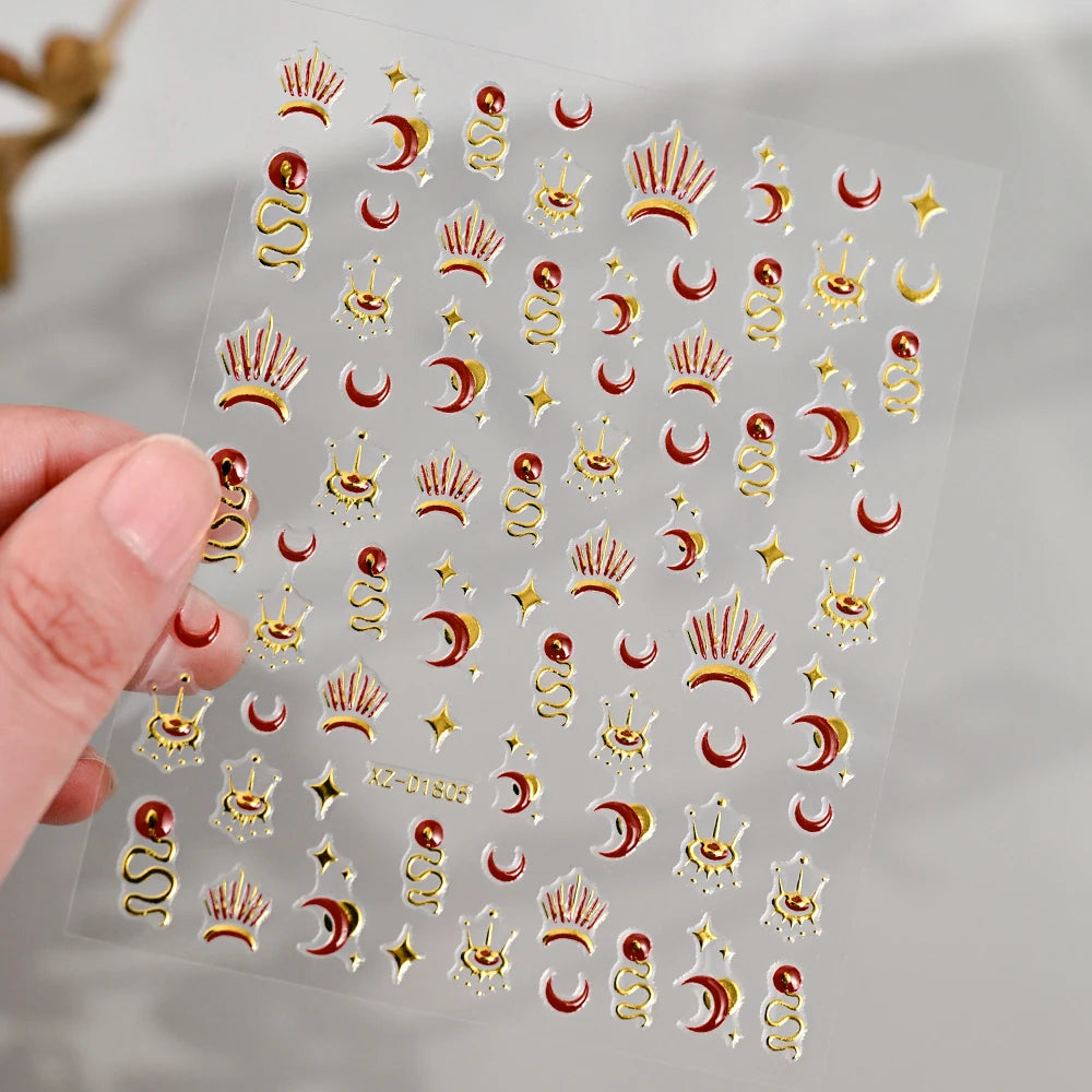 5D Bohemian Gold Silver Nail Art Stickers
