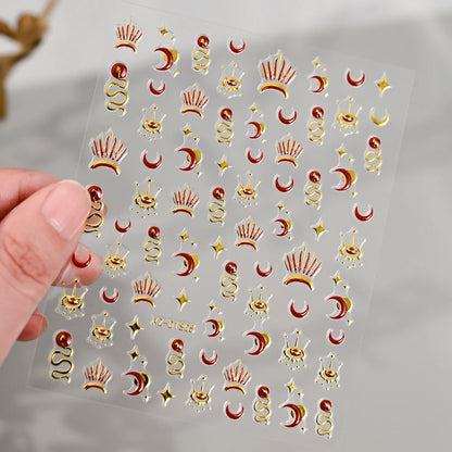 5D Bohemian Gold Silver Nail Art Stickers