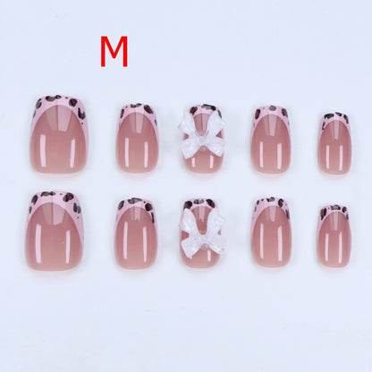Black Bowknot Short Press-On Nails