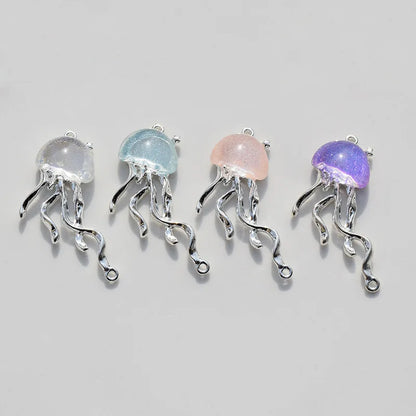 8pcs Cute Ocean Animals Enamel Mini Jellyfish Dangle Charm Beads for Making DIY Pendants Jewelry Accessories 40*22mm
